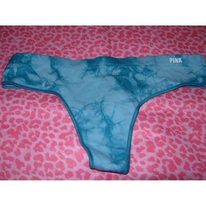 PINK Thong Seamless Blue Tie Dye NWT